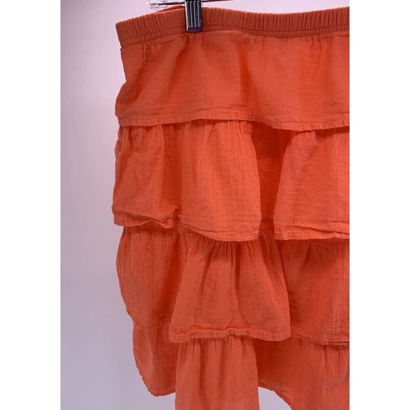 CMC Color Me Cotton Layered Ruffle Skirt Salmon Orange Size XL - Picture 2 of 5